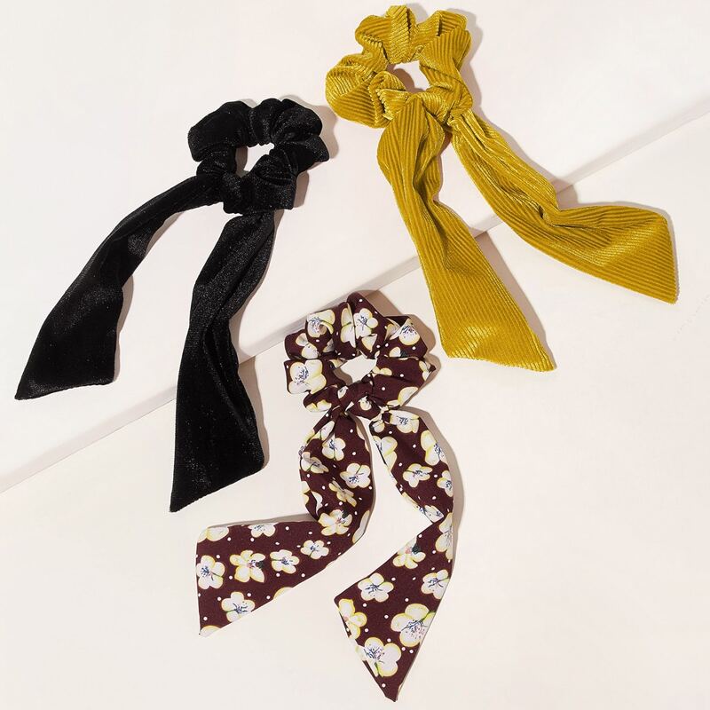 

3pcs Ditsy Floral Pattern Scrunchie Scarf, Multicolor