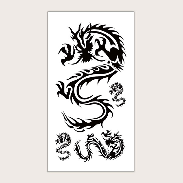 

1sheet Dragon Pattern Tattoo Sticker, Black
