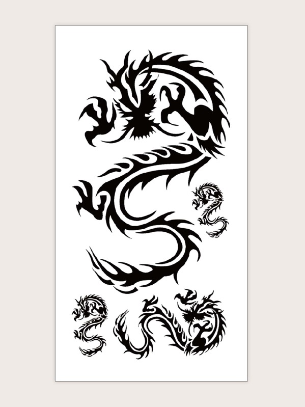 

1sheet Dragon Pattern Tattoo Sticker, Black