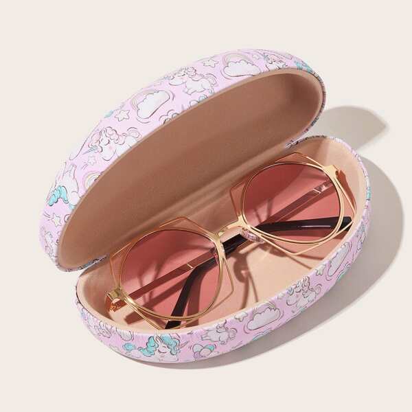

Unicorn Pattern Half Round Glasses Case, Pink