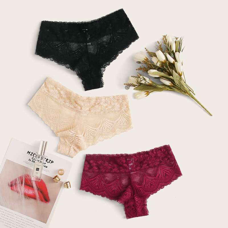 

3pack Floral Lace Panty Set, Multicolor