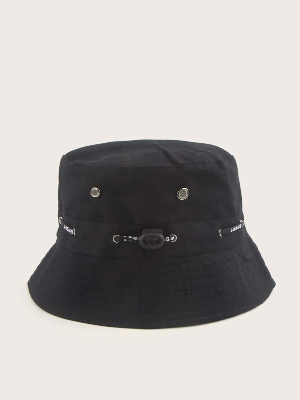

Men Button Decor Bucket Hat, Black