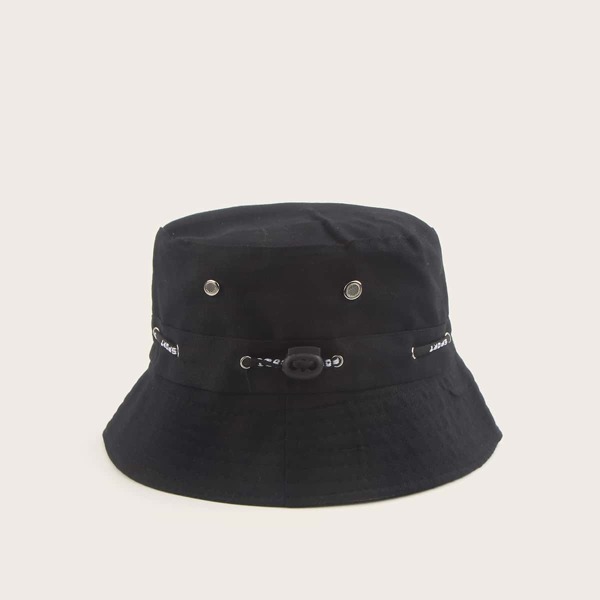 

Men Button Decor Bucket Hat, Black