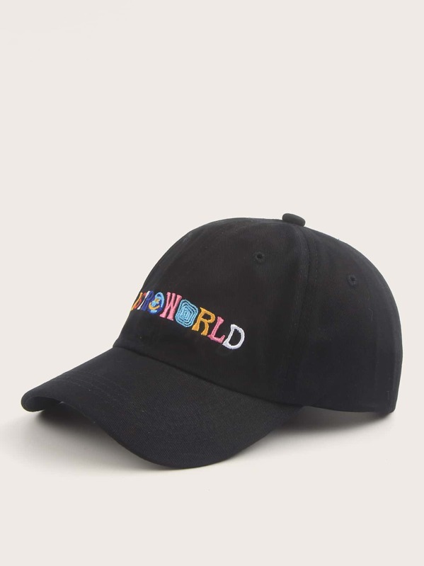 

Men Colorful Letter Embroidery Baseball Cap, Black