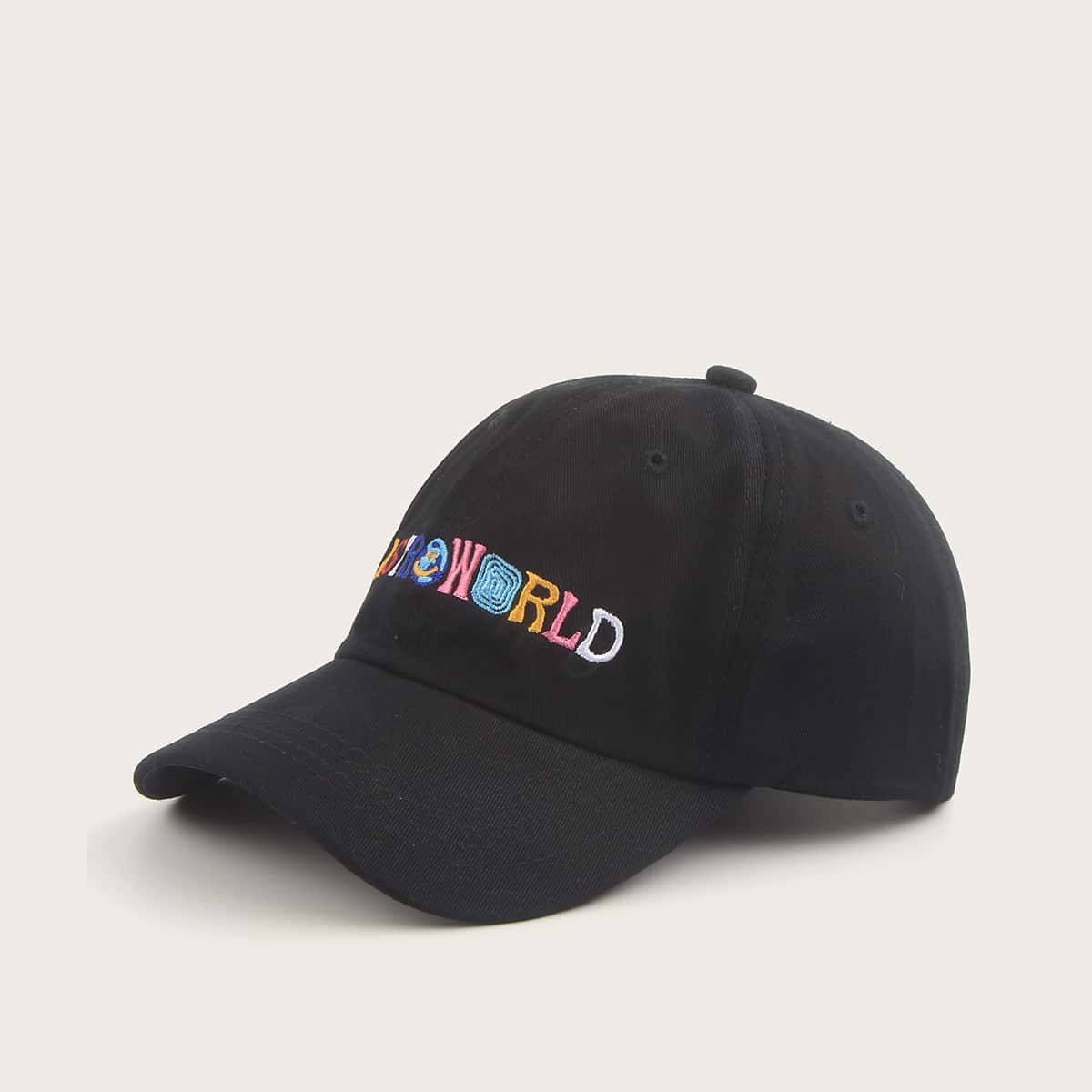 

Guys Colorful Letter Embroidery Baseball Cap, Black