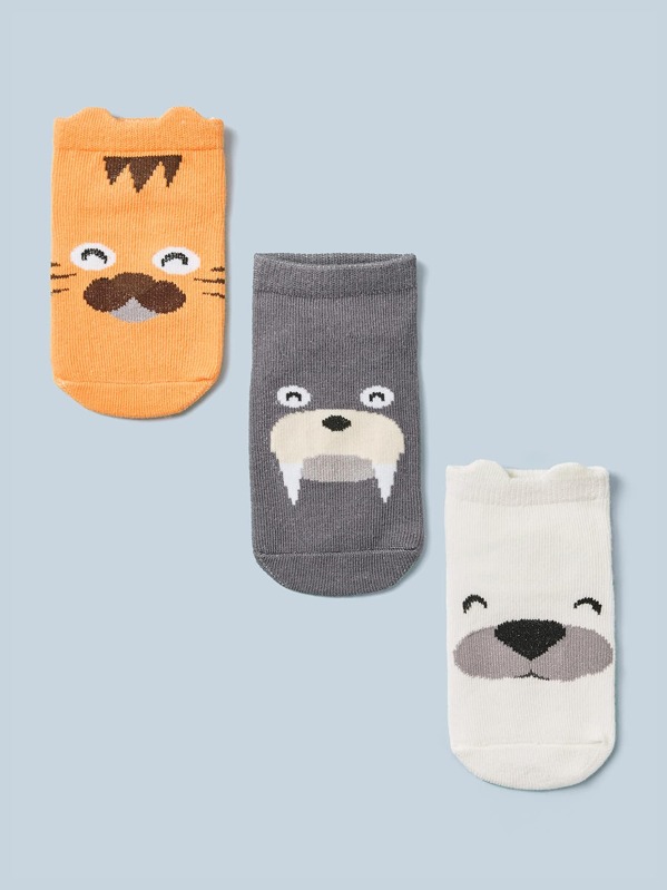 

3pairs Baby Cartoon Graphic Socks, Multicolor