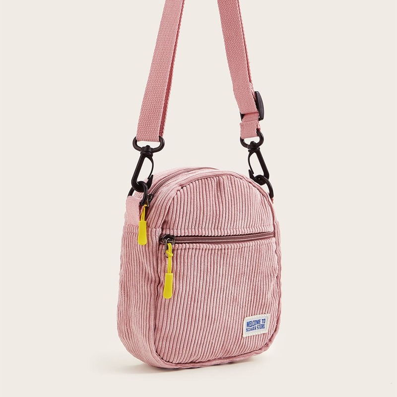 

Ribbed Crossbody Bag, Dusty pink