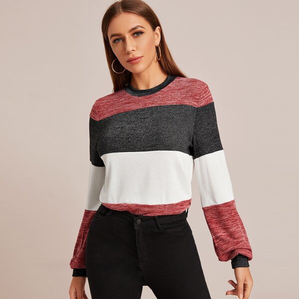 

Color Block Space Dye Lantern Sleeve Tee, Multicolor
