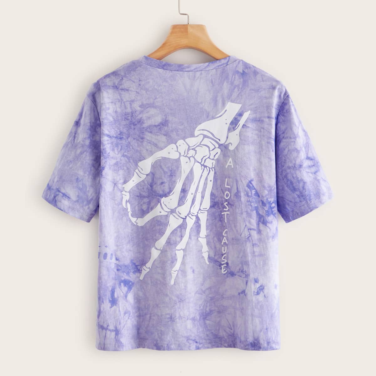 

Halloween Skull Print Tie Dye Tee, Purple