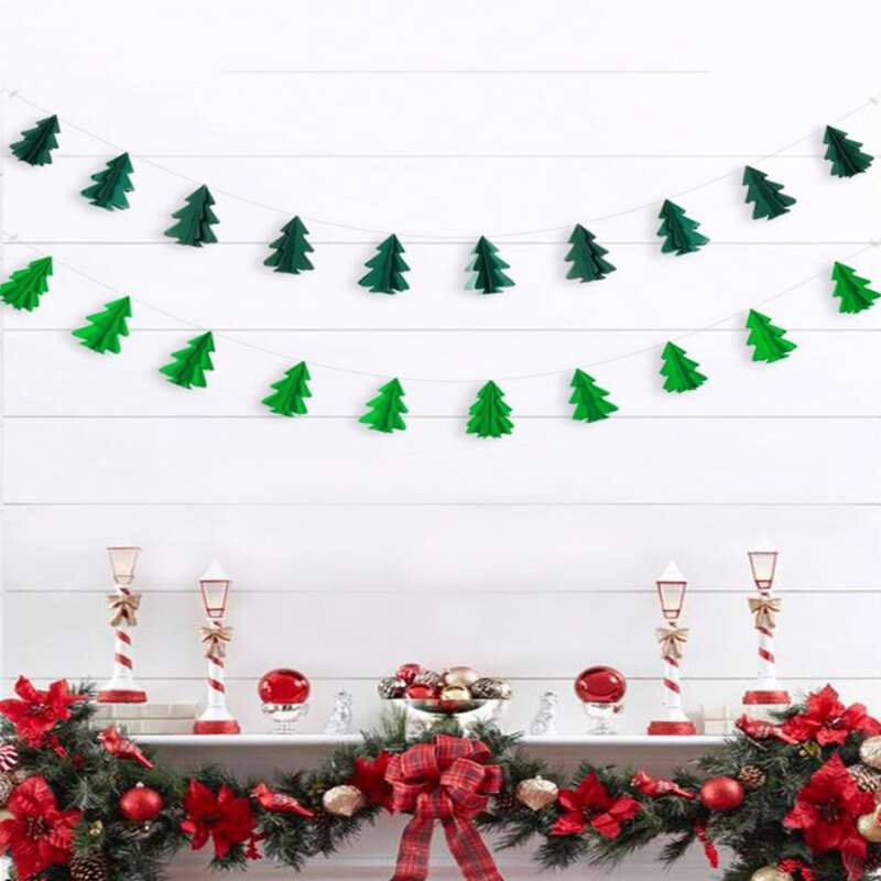

10pcs Christmas Tree Pull Flag, Green