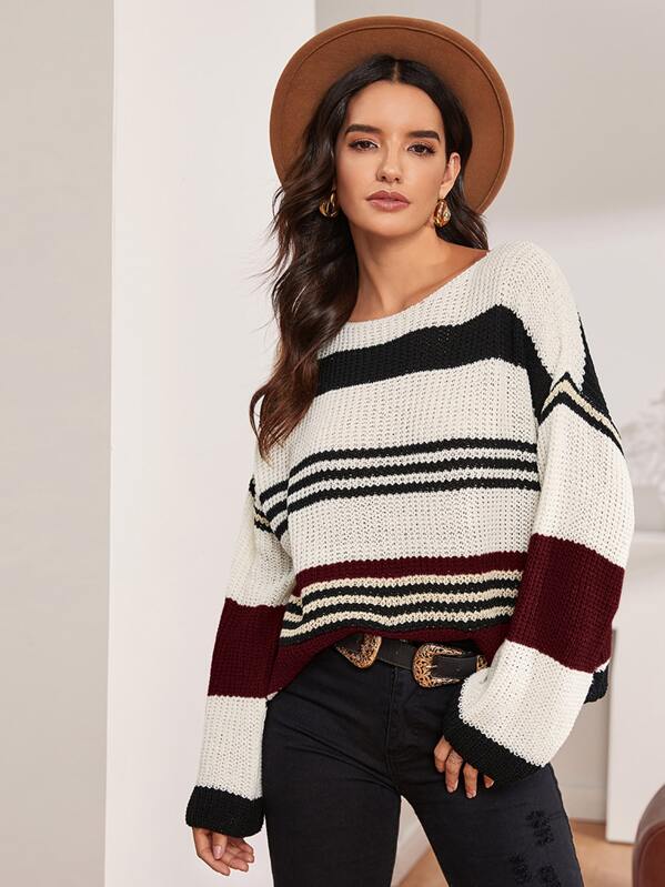 

Striped Drop Shoulder Jumper, Multicolor, Juliana