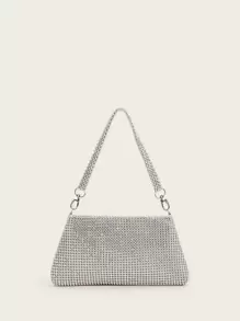 Quyến rũ, thanh lịch, tinh tế, yên tĩnh lấp lánh lấp lánh, sequin, sang trọng, chi tiết kim cương giả nhỏ sáng bóng Túi buổi tối dành cho cô gái dự tiệc, phụ nữ, cô dâu Hoàn hảo cho bữa tiệc, đám cưới, vũ hội, bữa tối / tiệc - Bạc - Xem 2