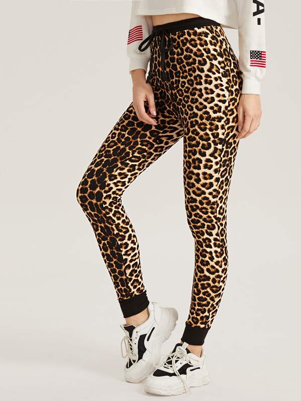 

Tie Waist Leopard Leggings, Multicolor, Denisa
