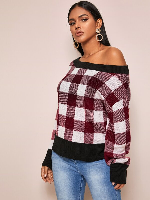 

Drop Shoulder Buffalo Plaid Jumper, Multicolor, Tina