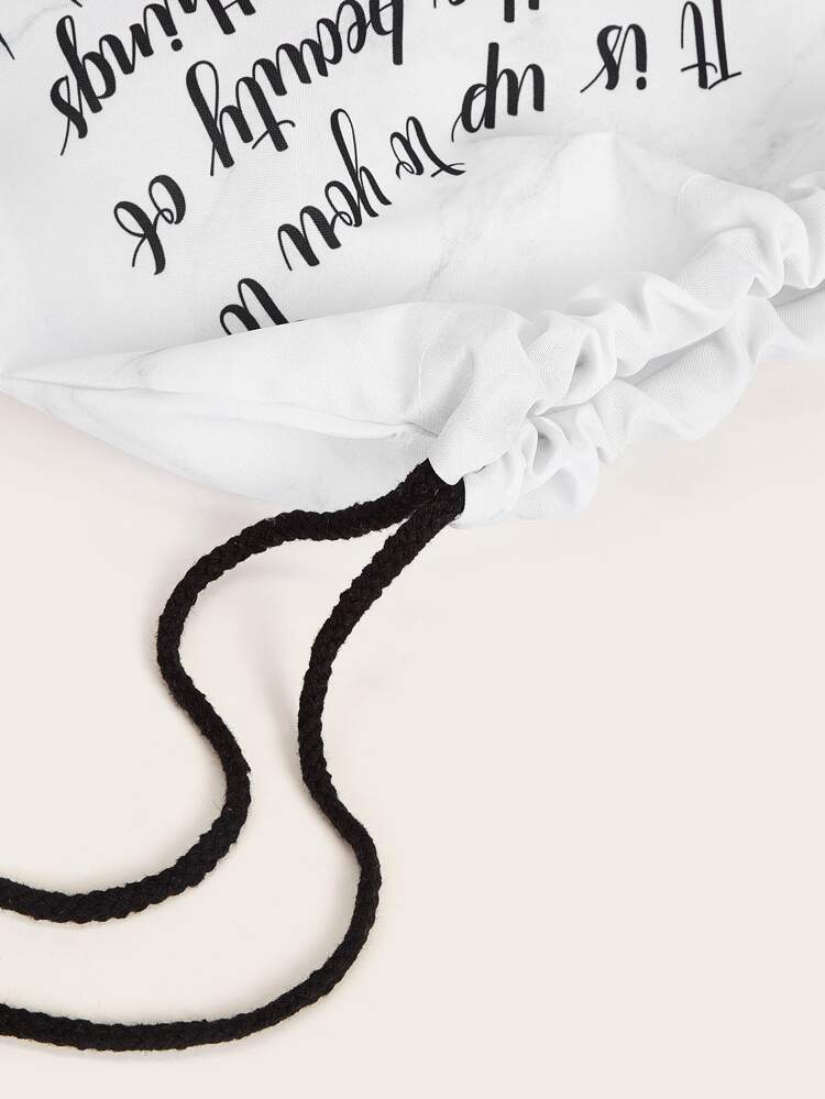 Vitt Dragsko Brev Boho Ryggsäck | SHEIN SE Vitt Dragsko Brev Boho Ryggsäck | SHEIN SE