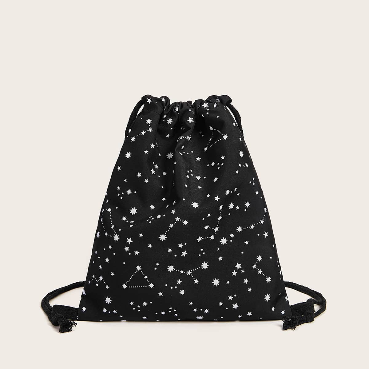 

Star Graphic Drawstring Backpack, Black