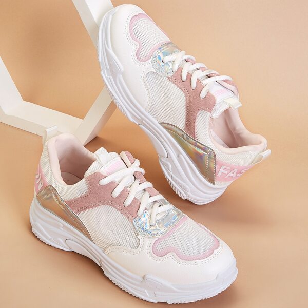 

Holographic Detail Mesh Panel Chunky Sneakers, Multicolor
