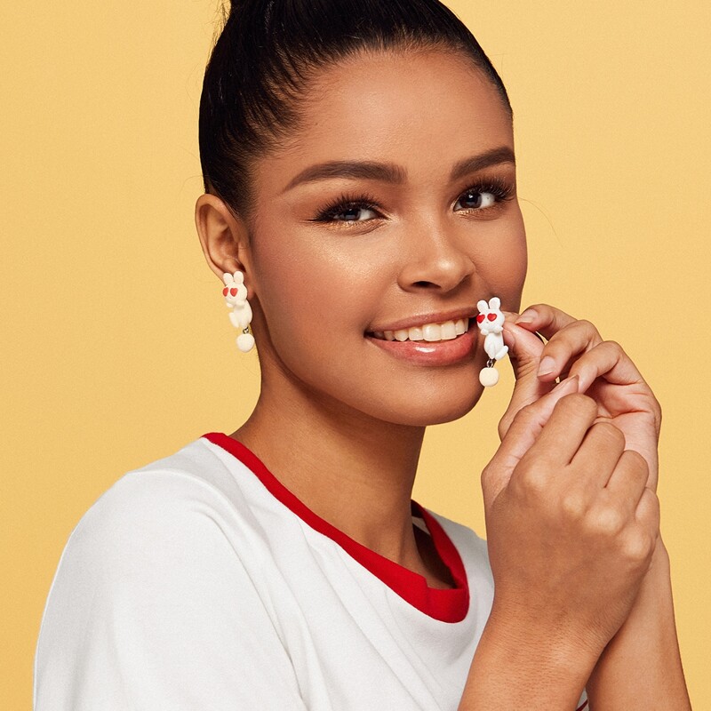 

1pair Rabbit Drop Earrings, White