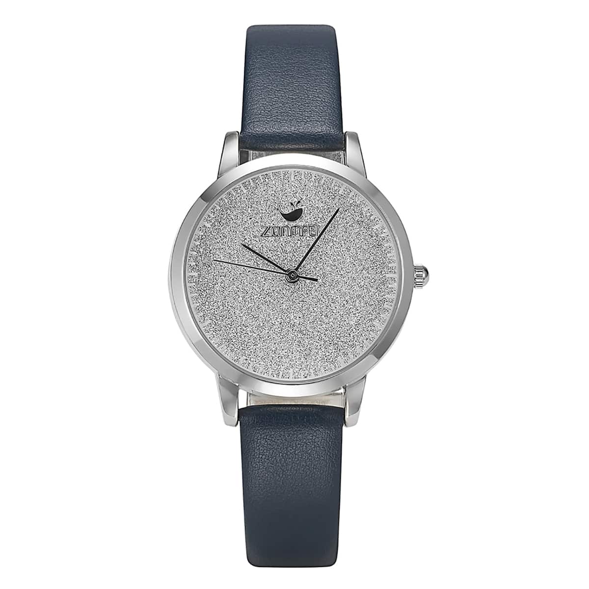 

Leather Strap Glitter Dial Watch