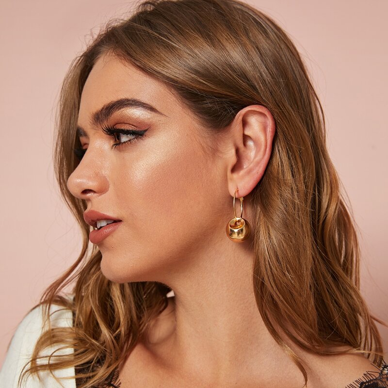 

1pair Ball Drop Earrings, Gold