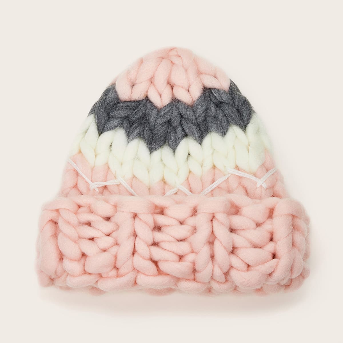 

Color Block Braided Knit Beanie, Multicolor