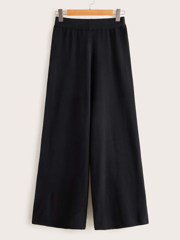 

Plus Soft Knit Wide Leg Pants, Black