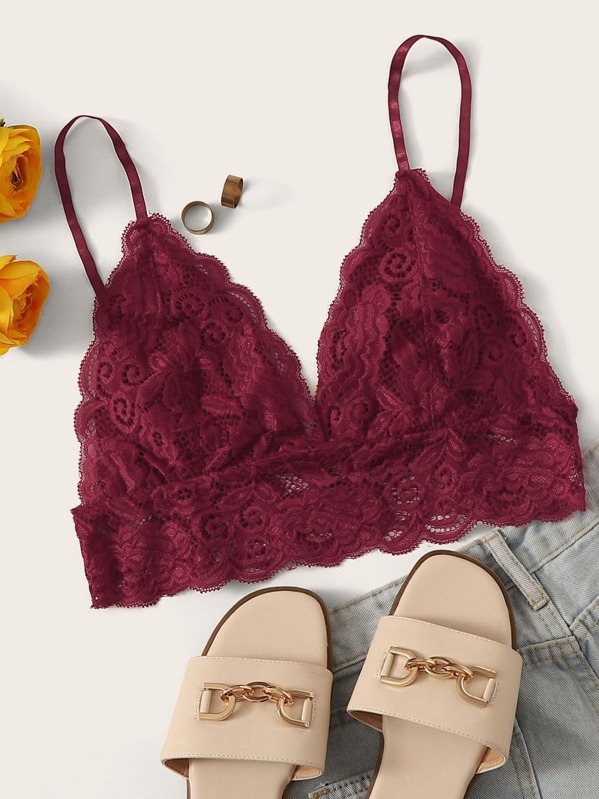 

Floral Lace Bralette, Burgundy