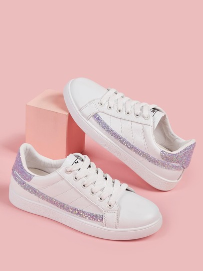 Glitter Detail Lace-up Sneakers