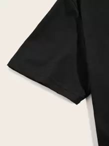 Manfinity Hypemode Áo thun nam cổ tròn họa tiết tay - màu đen - Xem 3