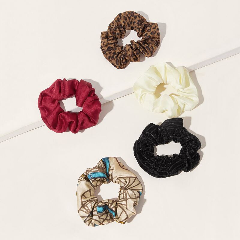 

5pcs Leopard Pattern Scrunchie, Multicolor