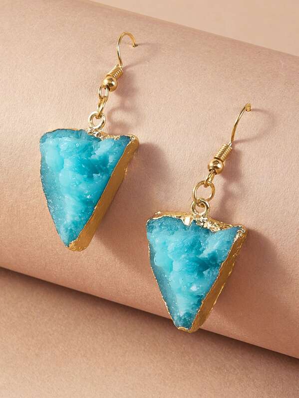 

1pair Triangle Drop Earrings, Blue