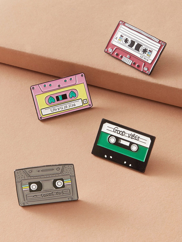 

4pcs Magnetic Tape Design Brooch, Multicolor