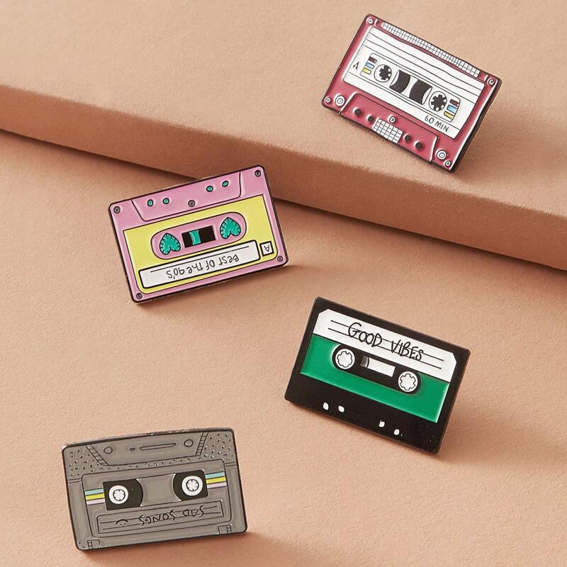 

4pcs Magnetic Tape Design Brooch, Multicolor