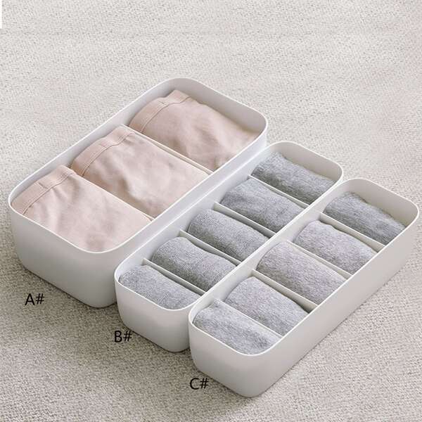 

1pc Solid Plastic Underwear Storage Box