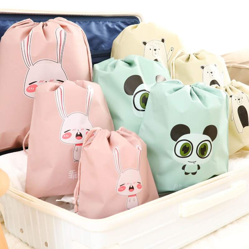 

3pcs Cartoon Graphic Drawstring Storage Bag Set, Multicolor