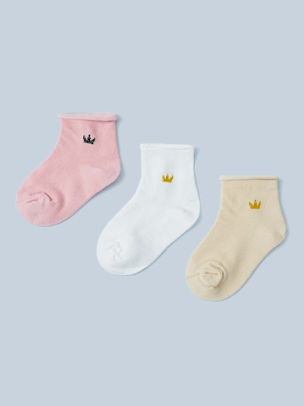 

3pairs Toddler Girls Cartoon Pattern Socks, Multicolor