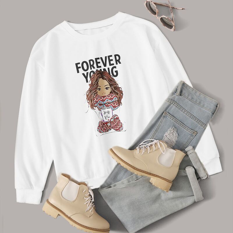 

Figure Graphic Drop Shoulder Sweatshirt, White