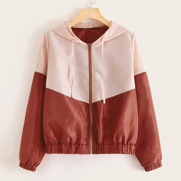

Colorblock Hooded Windbreaker Jacket, Multicolor