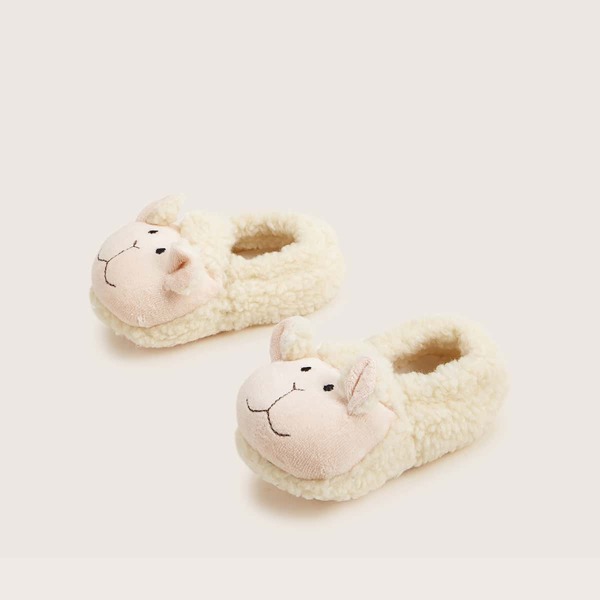 

Toddler Girls Sheep Design Fluffy Slippers, Beige