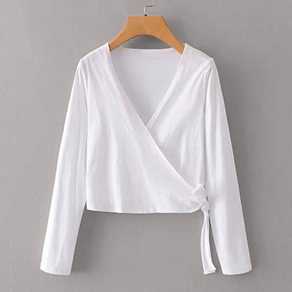 

Knot Side Wrap Crop Top, White
