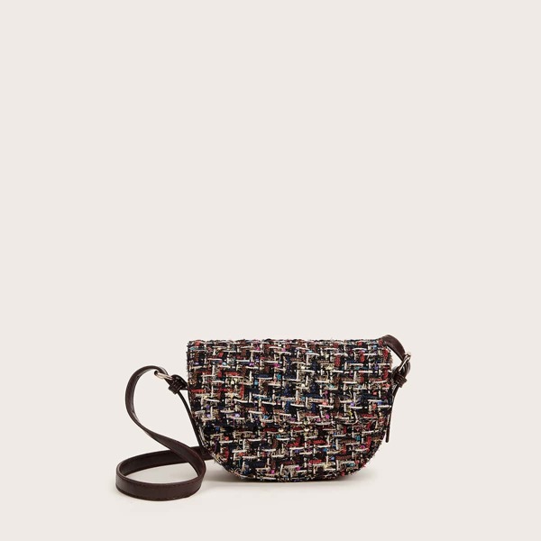 

Tweed Flap Saddle Bag, Multicolor
