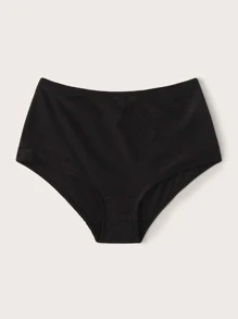 SHEIN Swim Summer Beach Solid High Waisted Bikini Panty - Black - View 3