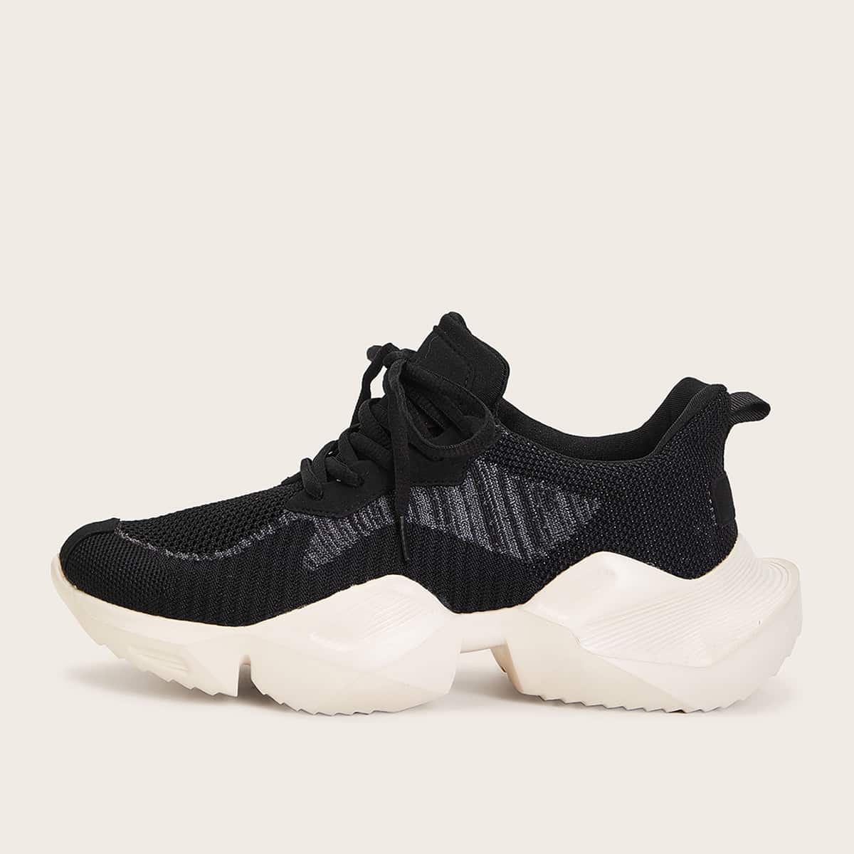 

Guys Lace-up Front Chunky Trainers, Black