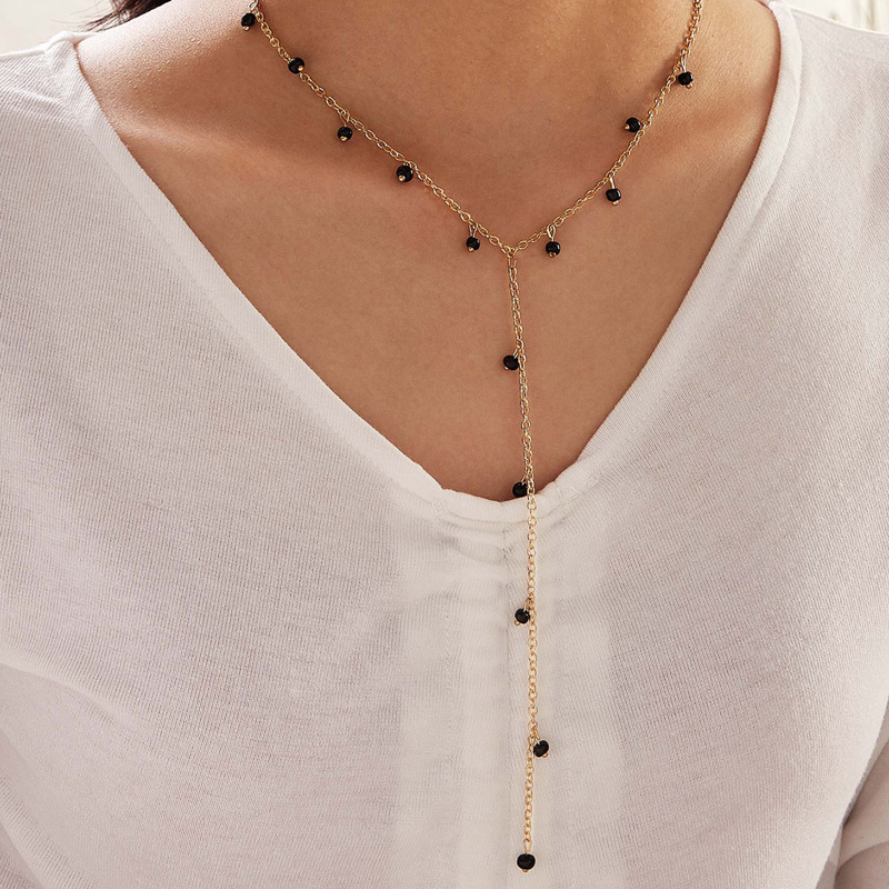 

1pc Seed Bead Charm Necklace, Gold