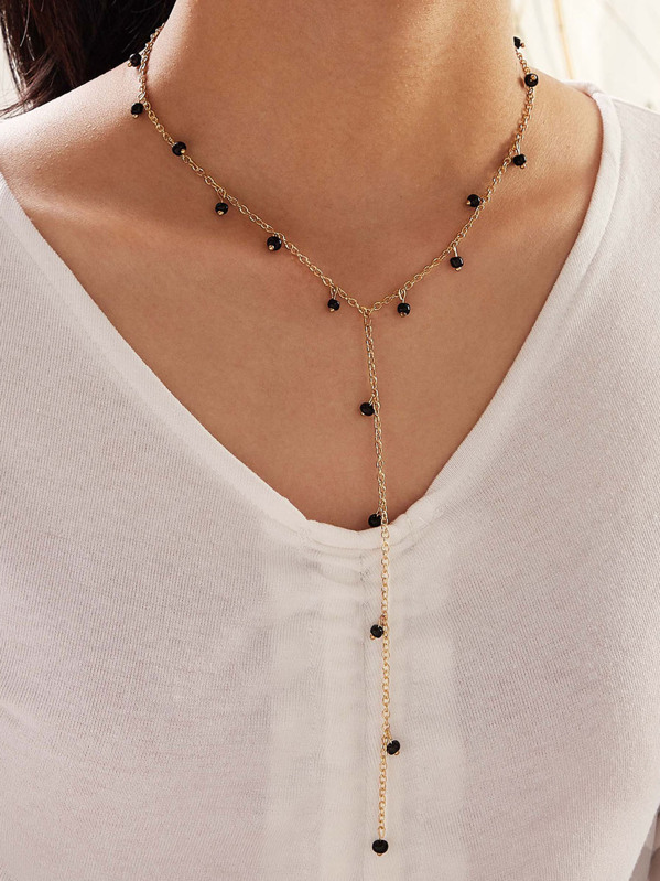 

1pc Seed Bead Charm Necklace, Gold