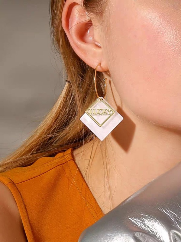 

1pair Geometric Drop Earrings, Gold