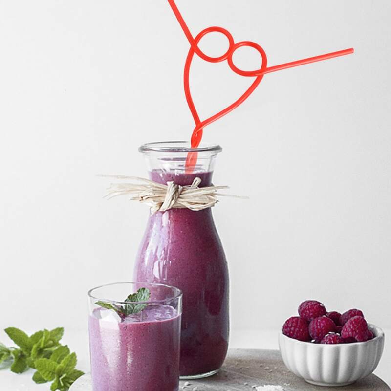 

1pc Heart Shaped Double Straw, Red