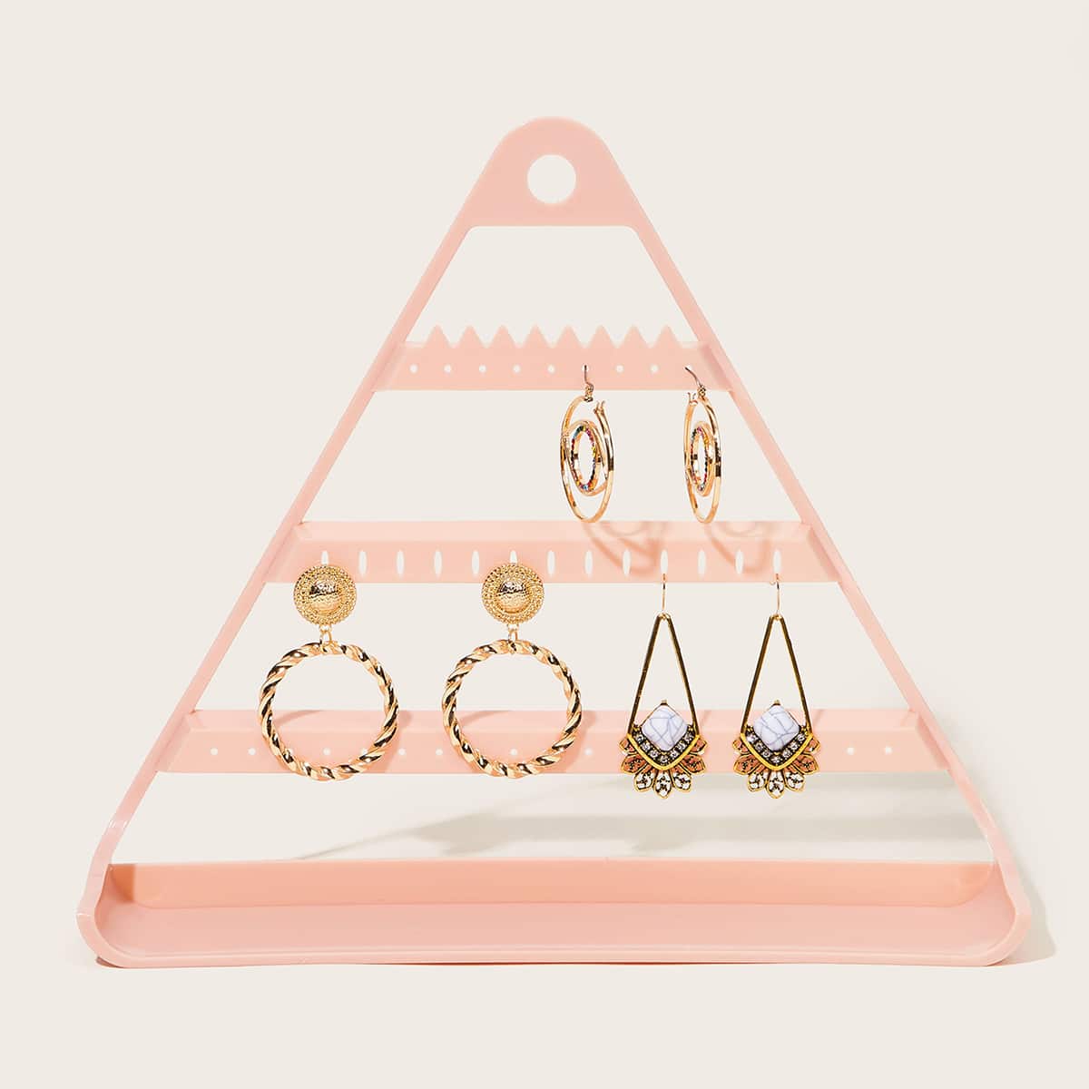 

1pc Triangle Shaped Jewelry Storage Rack, Multicolor