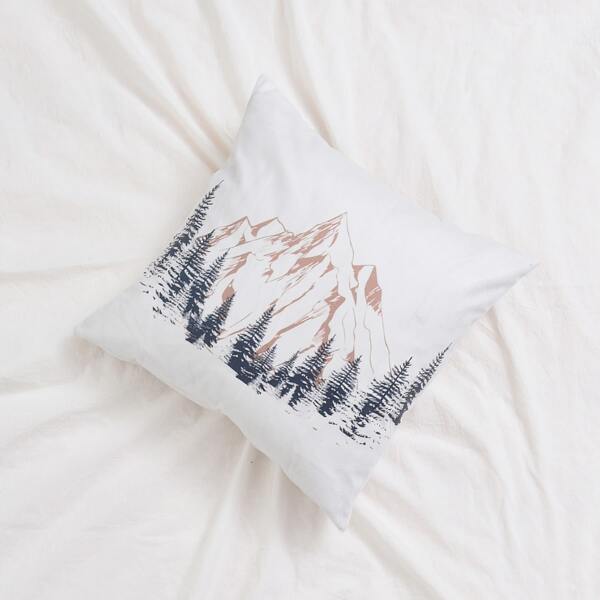 

Snow Mountain Print Cushion Cover Without Filler, Multicolor