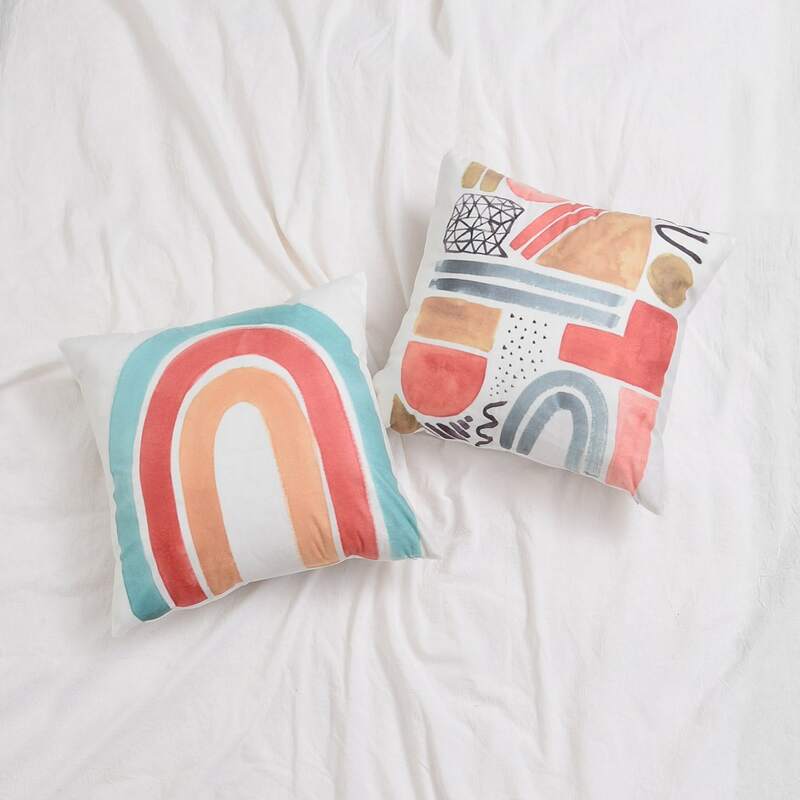 

1pc Rainbow Pattern Cushion Cover Without Filler, Multicolor
